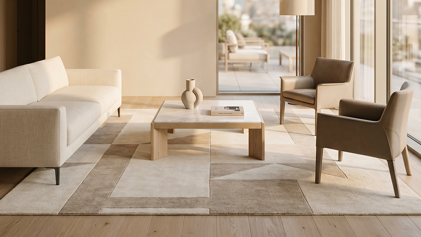 Modern rug in a living room